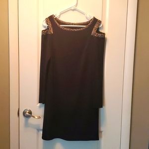 Black long sleeve cold shoulder dress